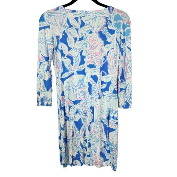 LILLY PULITZER Sophie Dress XXS Small Cotton Bay Blue Pink Into the Deep UPF 50+ - Picture 3 of 12